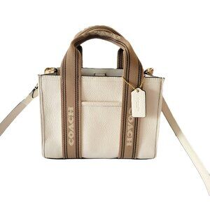 Coach CBH14 Refined Pebbled Leather Smith Tote 24 Crossbody Handbag Chalk Multi